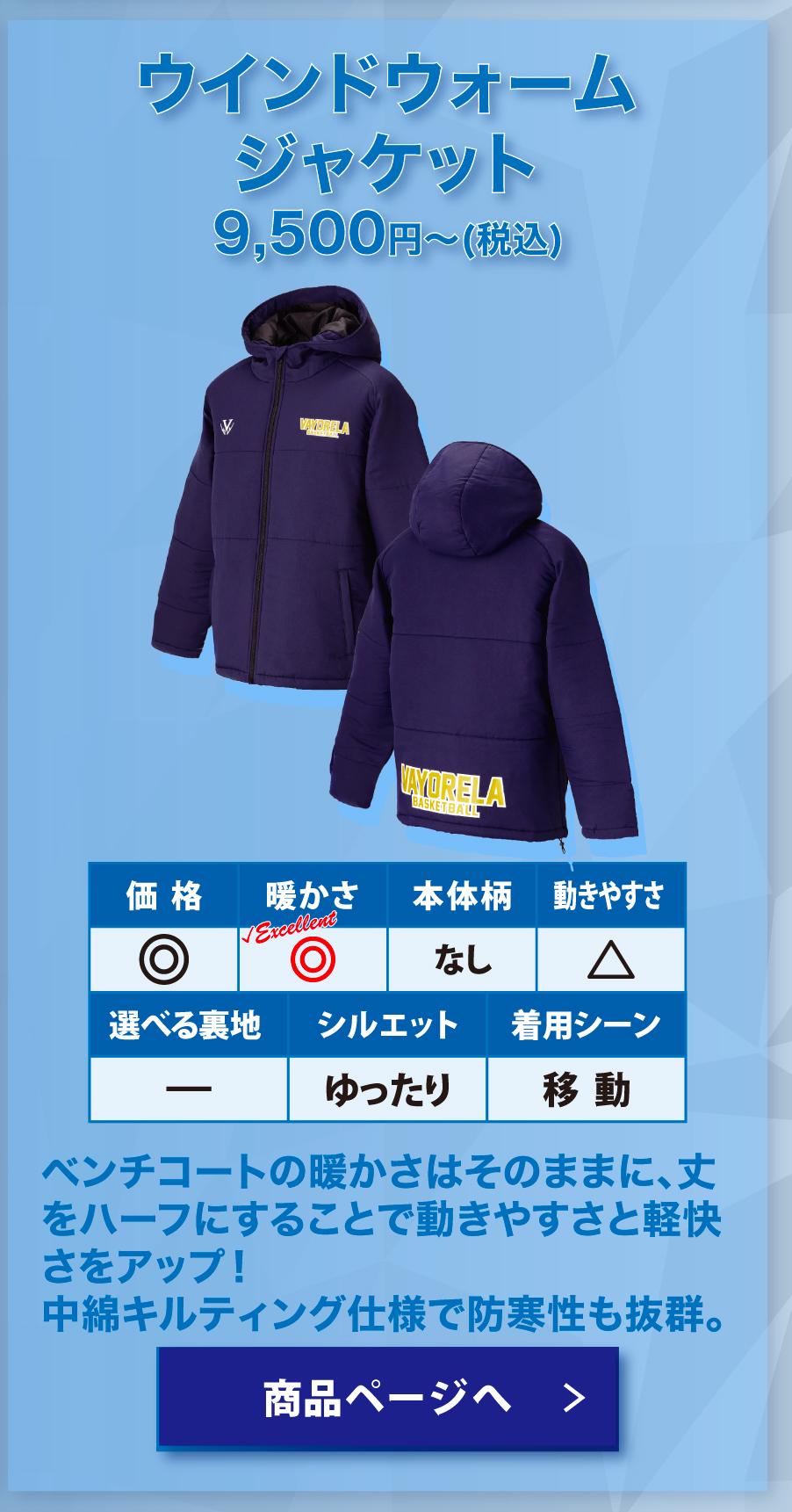 ウインドウォームジャケット詳細