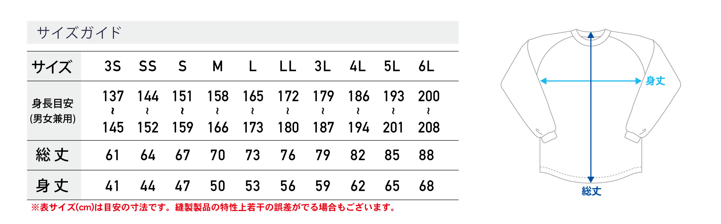 サイズ表